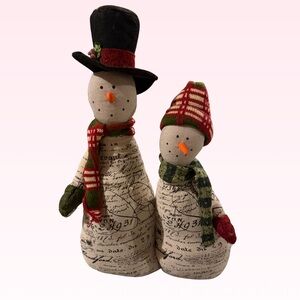Festive Snowman Duo with Red and Green Accents
